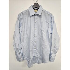 Vintage The Men's Shop Dress Shirt Mens 16 32/33 Blue All Cotton Easy Care